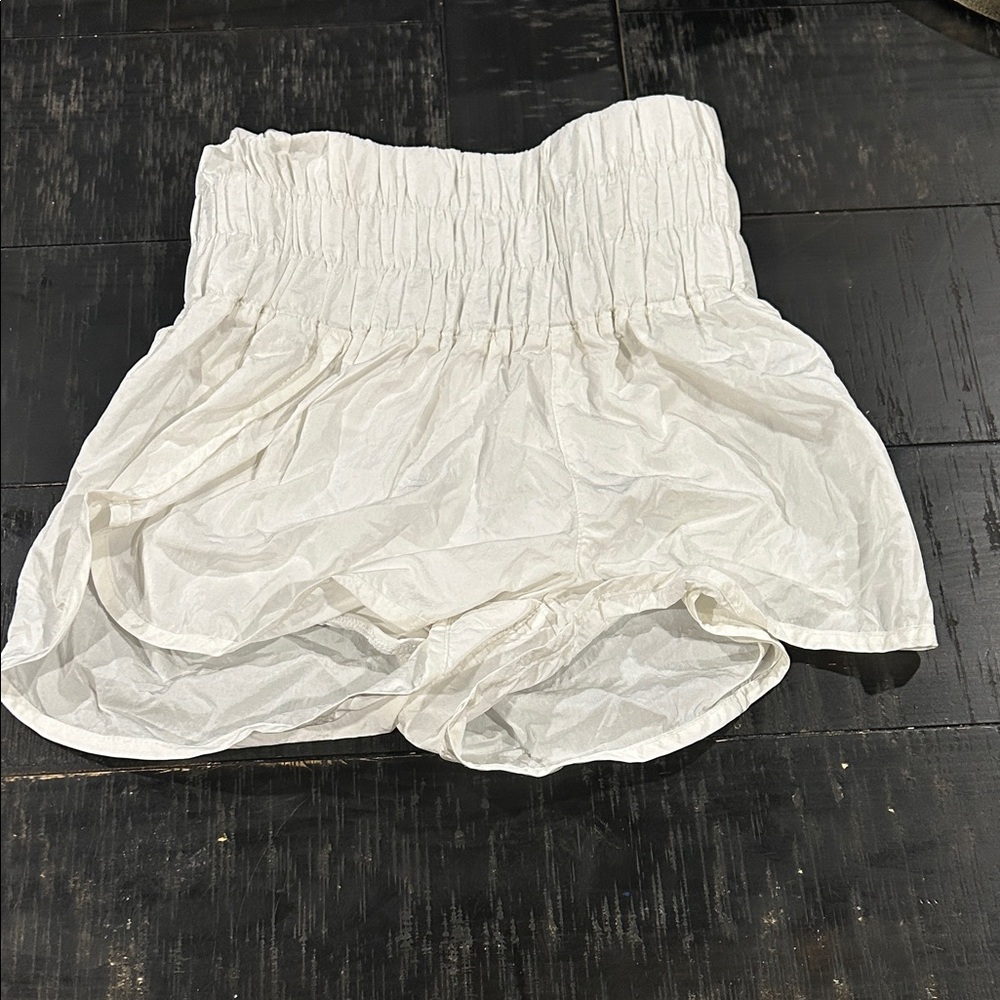 White Ruffled Free People Movement Shorts